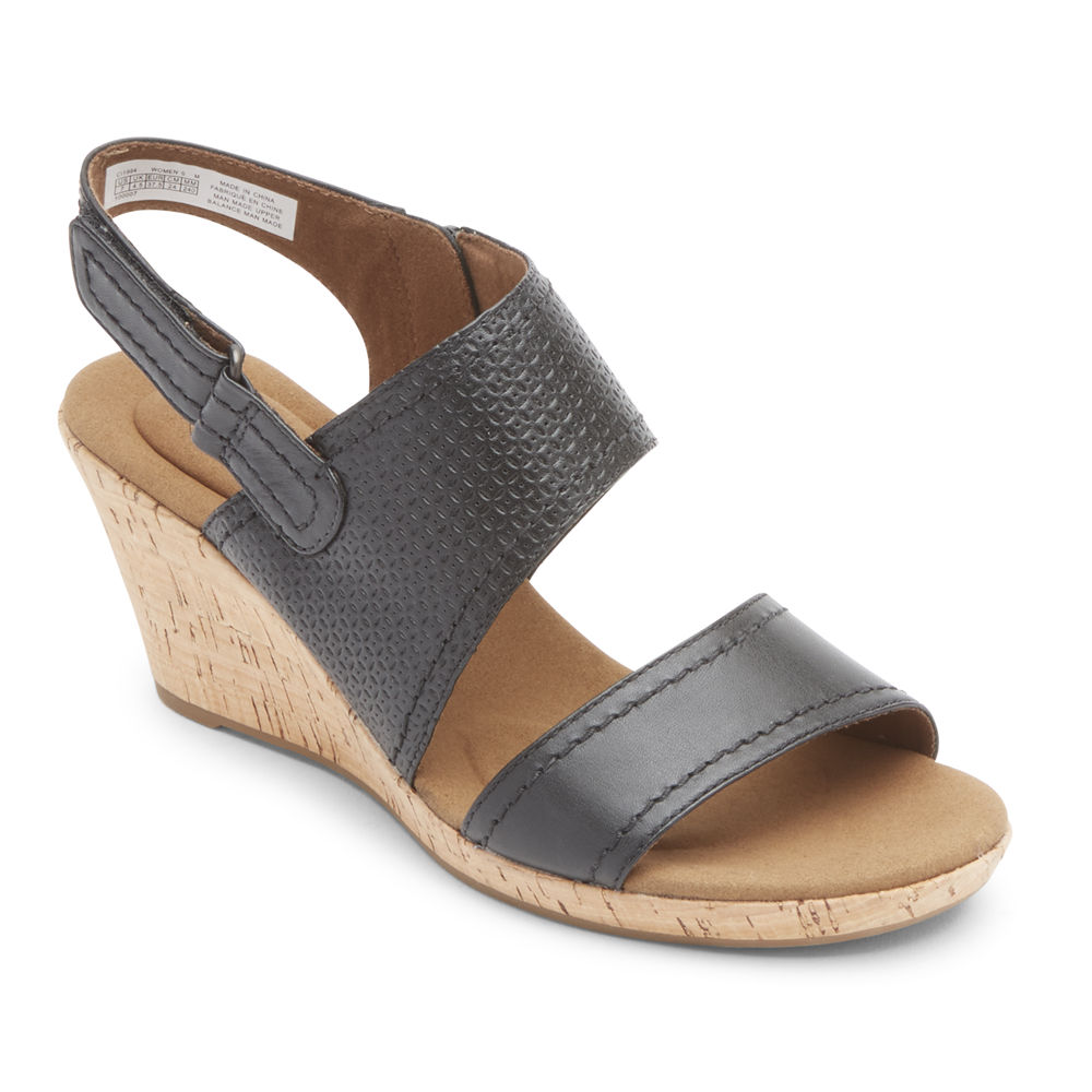 Rockport Womens Briah Asymmetrical 2-Piece - Sandals Black - LSH675104